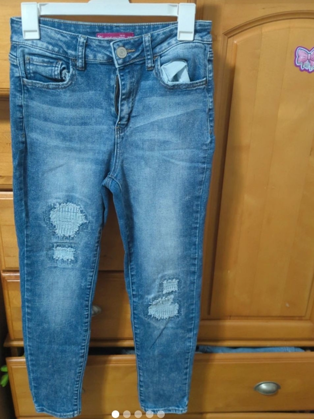 SO Women's Light Blue Distressed Skinny Jeans